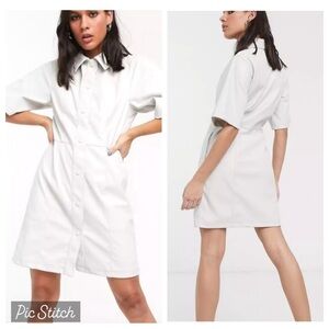 ASOS Weekday vegan leather Savannah shirt dress